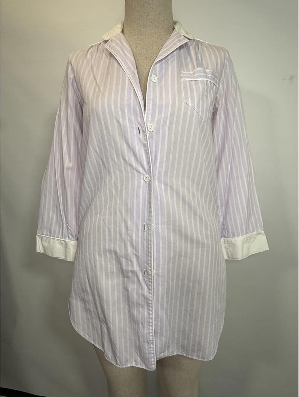 VTG 70s  CD Nightgown M Pastel Purple Stripe Sleep Shirt